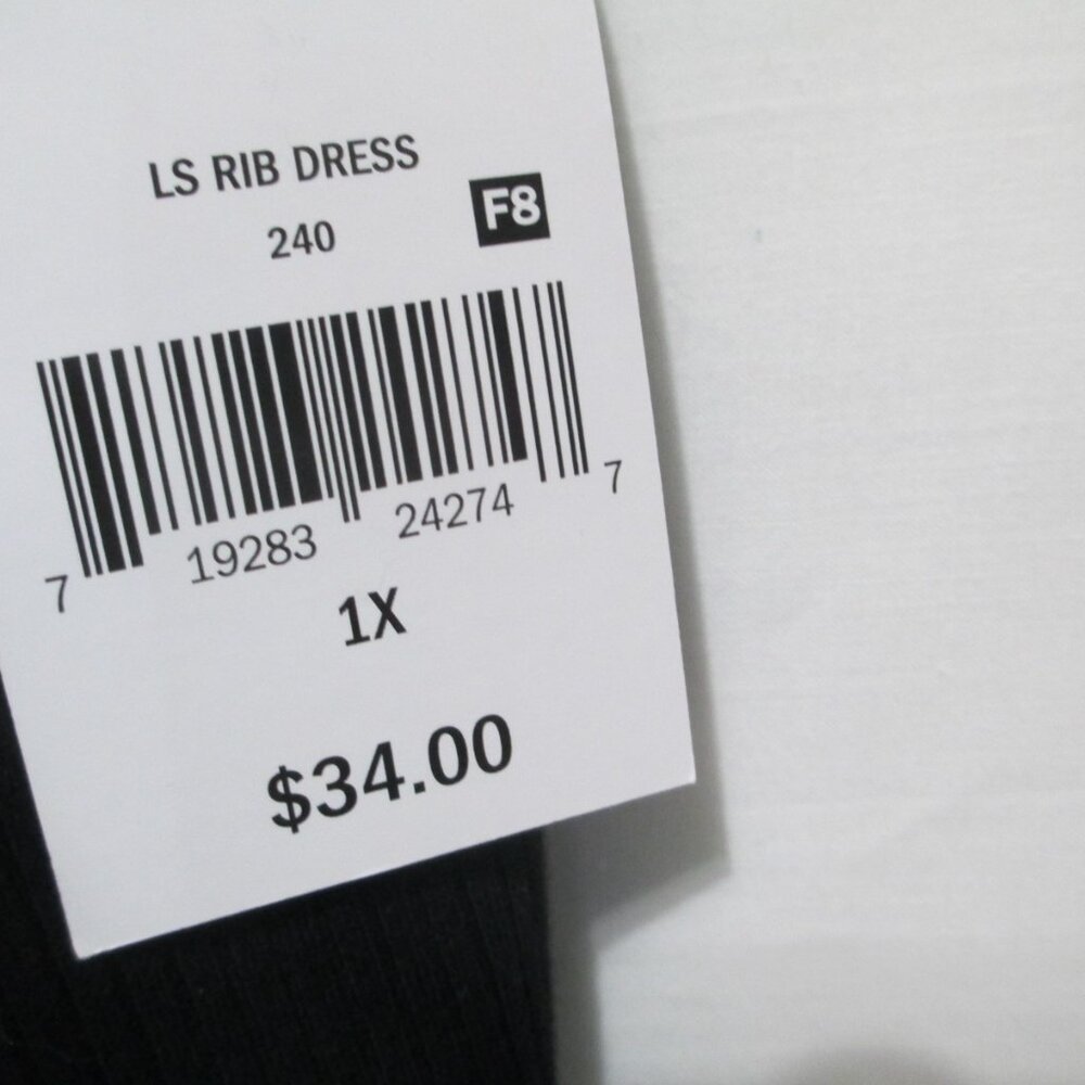 NWT Ophelia Roe Black Ribbed Long Sleeve Dress Size 1X - Picture 5 of 8